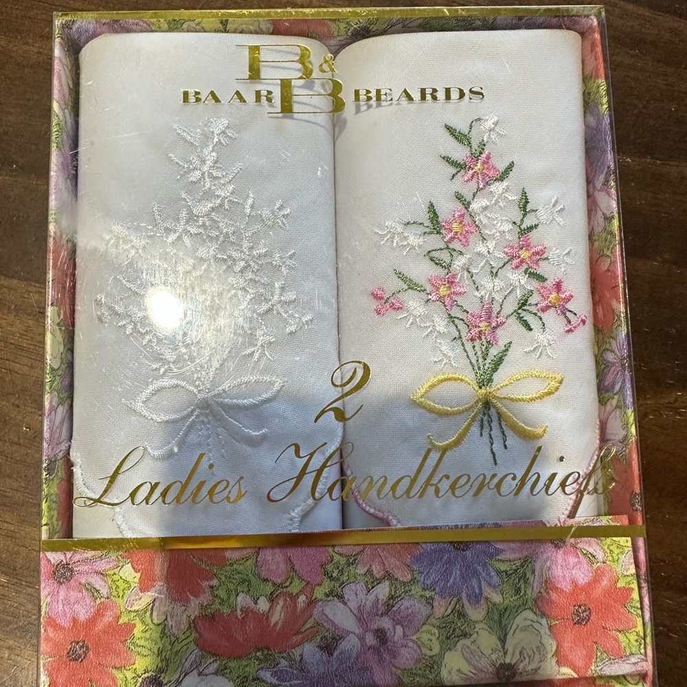 Baar & Beards Women's Handkerchiefs embroidered floral 100% cotton